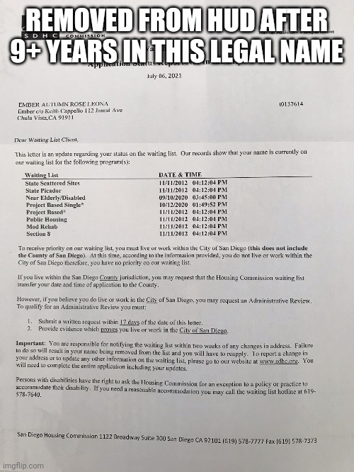 REMOVED FROM HUD AFTER 9+ YEARS IN THIS LEGAL NAME | made w/ Imgflip meme maker