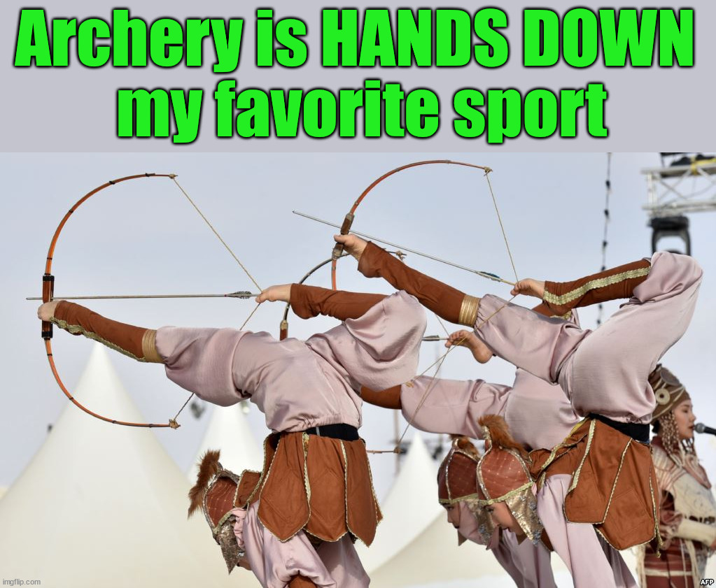 Archery is HANDS DOWN 
my favorite sport | image tagged in eye roll | made w/ Imgflip meme maker