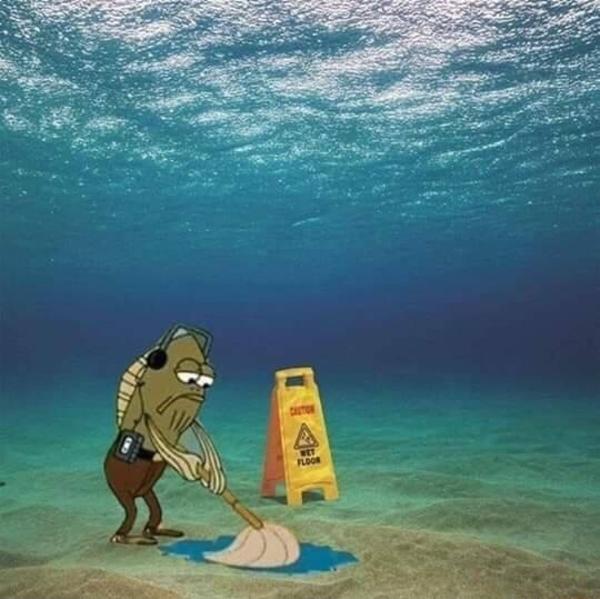 fred mop floor ocean spongebog Blank Meme Template