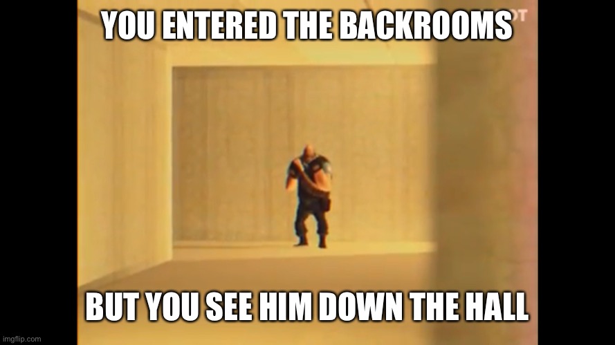 YOU ENTERED THE BACKROOMS; BUT YOU SEE HIM DOWN THE HALL | made w/ Imgflip meme maker