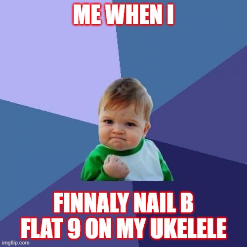 Success Kid | ME WHEN I; FINNALY NAIL B FLAT 9 ON MY UKELELE | image tagged in memes,success kid,music,ukelele | made w/ Imgflip meme maker