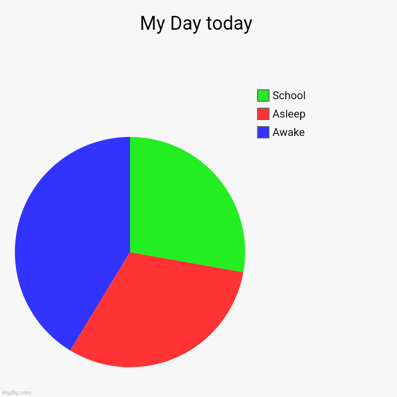 My Day today | Awake, Asleep, School | image tagged in charts,pie charts | made w/ Imgflip chart maker