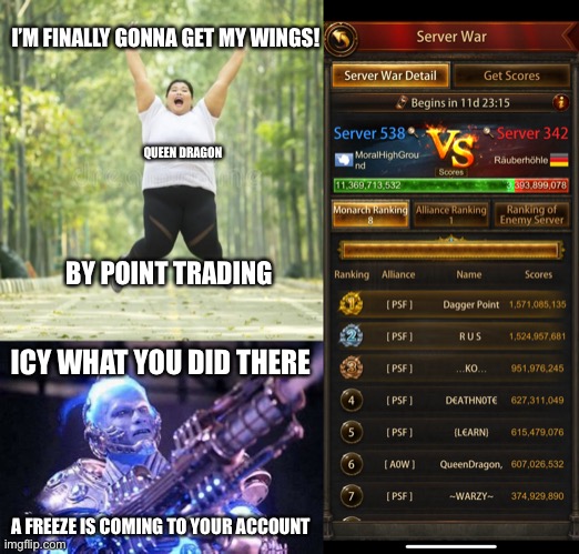 I’M FINALLY GONNA GET MY WINGS! QUEEN DRAGON; BY POINT TRADING; ICY WHAT YOU DID THERE; A FREEZE IS COMING TO YOUR ACCOUNT | image tagged in mr freeze pun | made w/ Imgflip meme maker