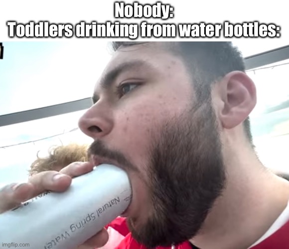 It do be like that | Nobody:
Toddlers drinking from water bottles: | image tagged in water,water bottle | made w/ Imgflip meme maker