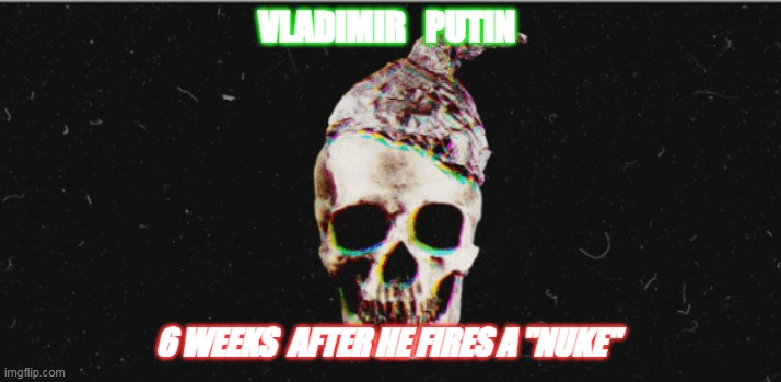 Vladimir Putin | VLADIMIR   PUTIN; 6 WEEKS  AFTER HE FIRES A "NUKE" | image tagged in vlad the impaler | made w/ Imgflip meme maker