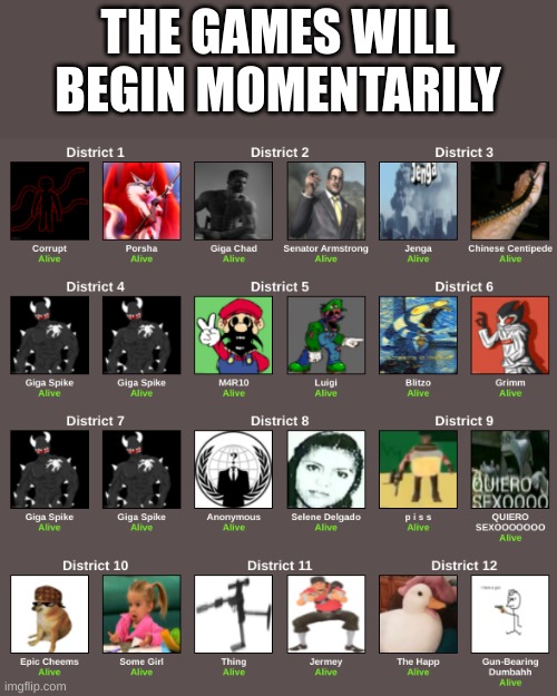 intermission | THE GAMES WILL BEGIN MOMENTARILY | made w/ Imgflip meme maker