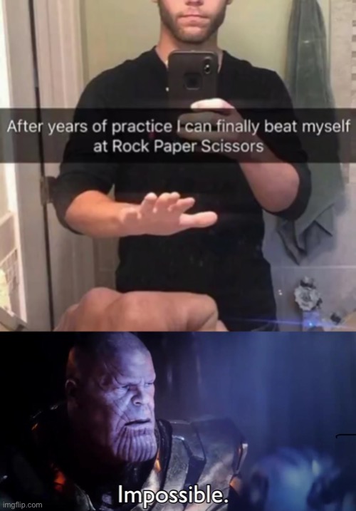 Dude did the impossible | image tagged in thanos impossible | made w/ Imgflip meme maker