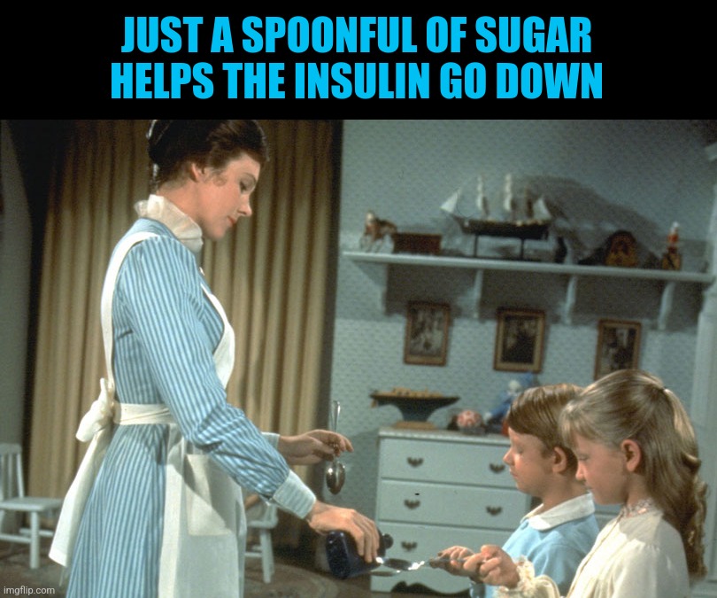 JUST A SPOONFUL OF SUGAR HELPS THE INSULIN GO DOWN | made w/ Imgflip meme maker