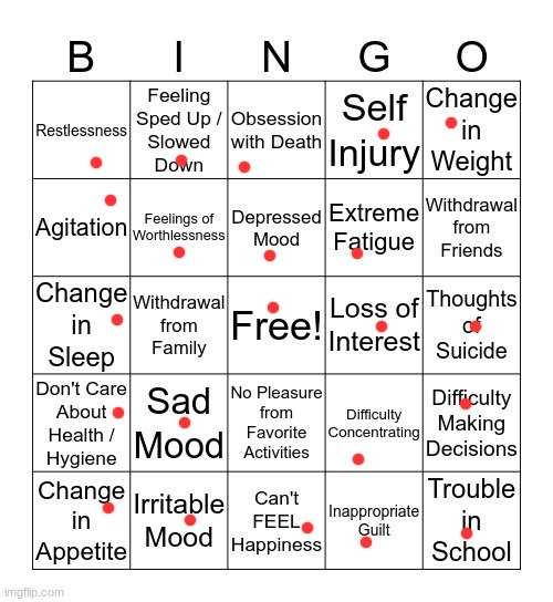 depression bingo 1 | image tagged in depression bingo 1 | made w/ Imgflip meme maker