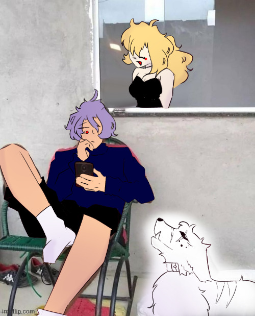 Cross, Dream is behind you- (don't ask about the dog) | made w/ Imgflip meme maker