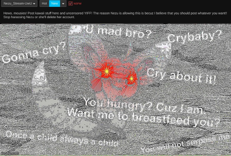 cry about it dumbass @Nezu (the snowflake) | image tagged in middle finger sharpen | made w/ Imgflip meme maker