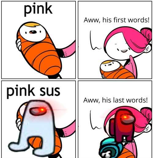 Aww, His Last Words | pink; pink sus | image tagged in aww his last words | made w/ Imgflip meme maker