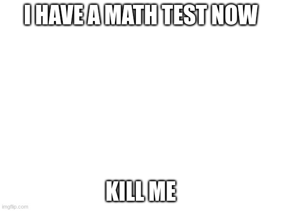 Blank White Template | I HAVE A MATH TEST NOW; KILL ME | image tagged in blank white template | made w/ Imgflip meme maker