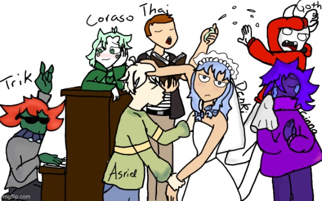 The d r a w i n g (Trik, Asriel, Cinna, Thai, Goth, Coraso, and Me) | made w/ Imgflip meme maker