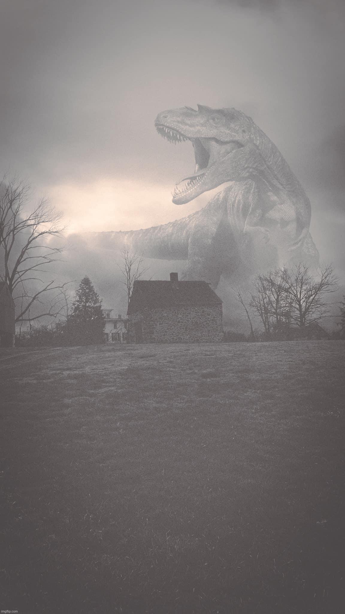 . | image tagged in ghost dino on farm | made w/ Imgflip meme maker
