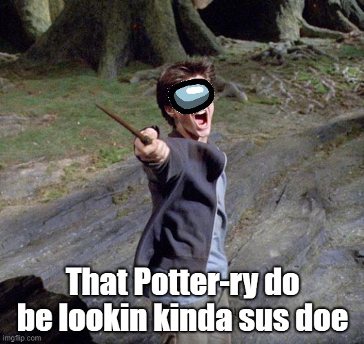 Harry potter | That Potter-ry do be lookin kinda sus doe | image tagged in harry potter | made w/ Imgflip meme maker