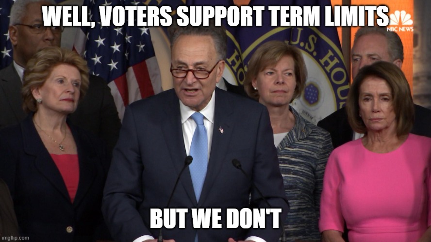 Democrat congressmen | WELL, VOTERS SUPPORT TERM LIMITS BUT WE DON'T | image tagged in democrat congressmen | made w/ Imgflip meme maker