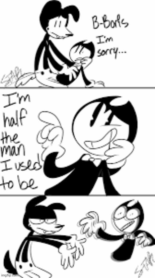 lol Bendy NO! | image tagged in bendy,bendy and the ink machine,boris | made w/ Imgflip meme maker