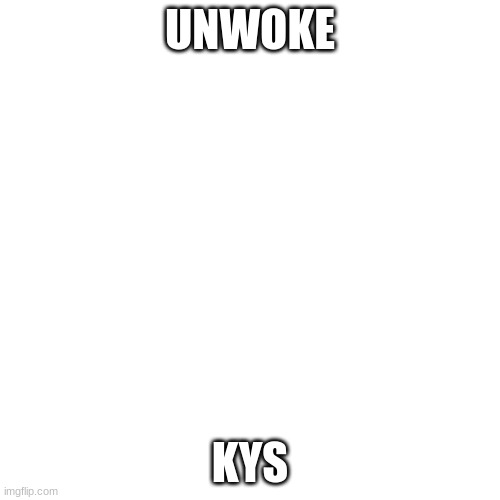 I'll cancel you | UNWOKE; KYS | image tagged in memes,blank transparent square | made w/ Imgflip meme maker