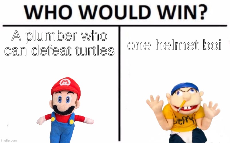 ah yes | A plumber who can defeat turtles; one helmet boi | image tagged in memes,who would win | made w/ Imgflip meme maker