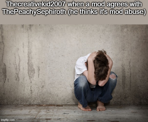 . | Thecreativekid2007 when a mod agrees with ThePeachySephiroth (he thinks it's mod abuse) | made w/ Imgflip meme maker