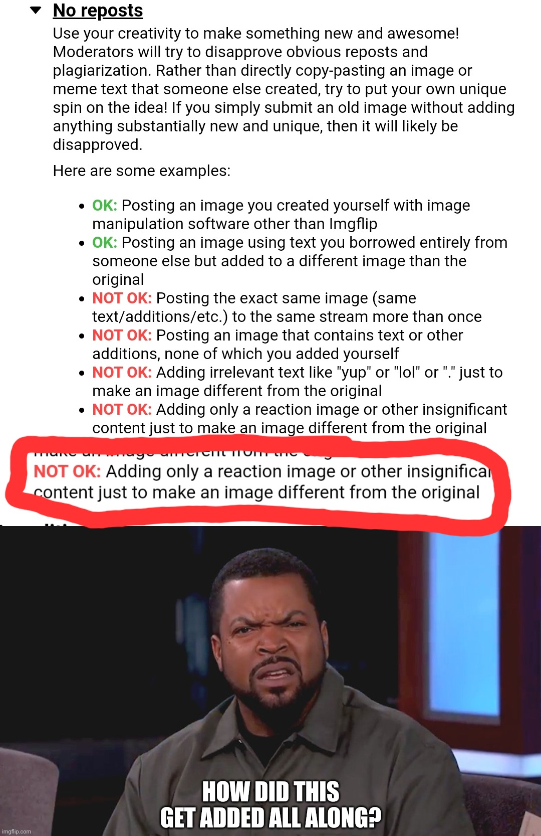 How?! Is this new?! | HOW DID THIS GET ADDED ALL ALONG? | image tagged in really ice cube,no reposts,imgflip | made w/ Imgflip meme maker