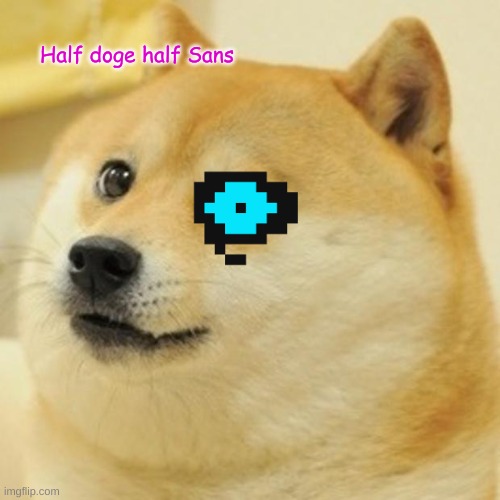 Not sans | Half doge half Sans | image tagged in memes,doge | made w/ Imgflip meme maker