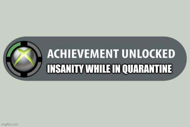 achievement unlocked | INSANITY WHILE IN QUARANTINE | image tagged in achievement unlocked | made w/ Imgflip meme maker