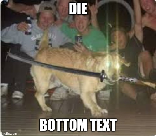 DIE | DIE; BOTTOM TEXT | image tagged in samurai,dog | made w/ Imgflip meme maker