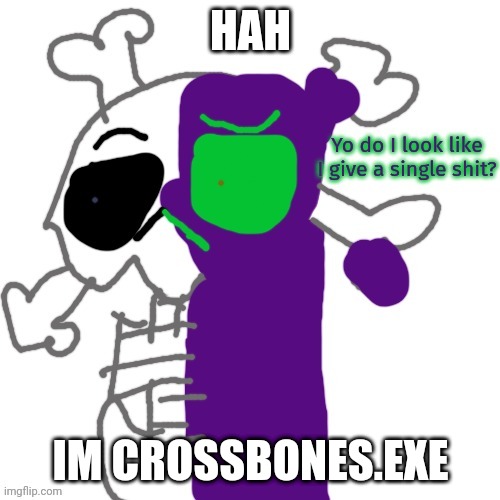 No I'm not a creepypasta | HAH; IM CROSSBONES.EXE | image tagged in do i look like i give a shit | made w/ Imgflip meme maker