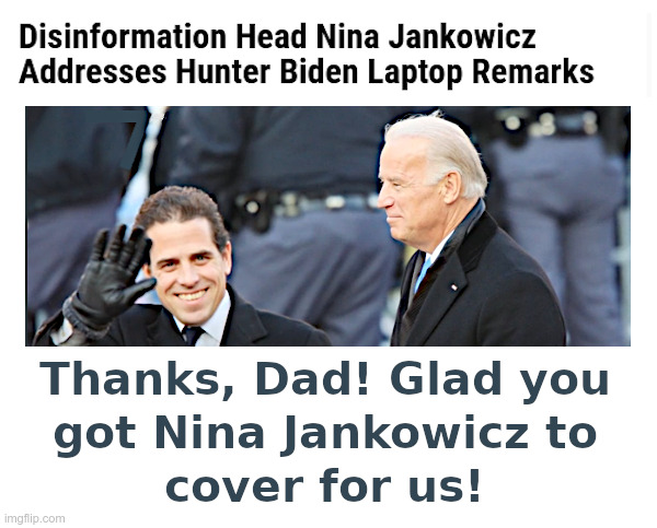 All in the Biden Crime Family: Biden Thanks Biden | image tagged in joe biden,hunter biden,nina jankowicz,laptop,china,ukraine | made w/ Imgflip meme maker