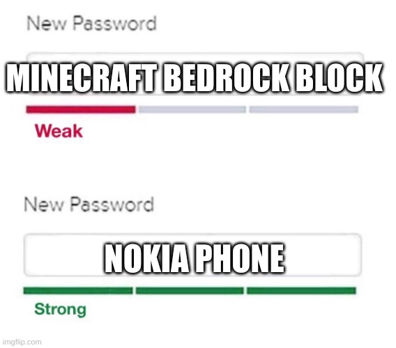 Its True | MINECRAFT BEDROCK BLOCK; NOKIA PHONE | image tagged in new password | made w/ Imgflip meme maker