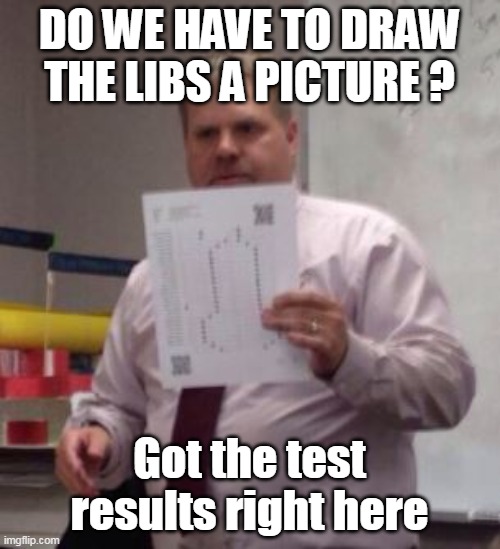 DO WE HAVE TO DRAW THE LIBS A PICTURE ? Got the test results right here | made w/ Imgflip meme maker