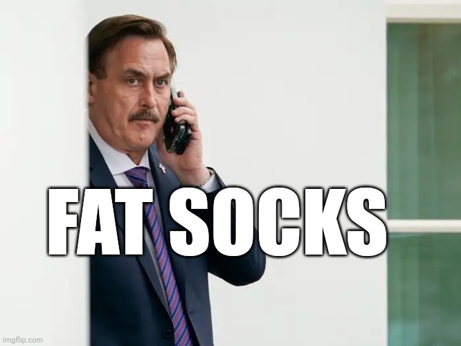 Mike Lindell Serious | FAT SOCKS | image tagged in mike lindell serious | made w/ Imgflip meme maker