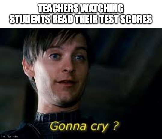 thats rough buddy | TEACHERS WATCHING STUDENTS READ THEIR TEST SCORES | image tagged in gonna cry,funny,memes,fun,teachers,test | made w/ Imgflip meme maker