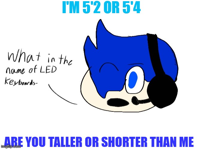 What in the name of LED keyboards- | I'M 5'2 OR 5'4; ARE YOU TALLER OR SHORTER THAN ME | image tagged in what in the name of led keyboards- | made w/ Imgflip meme maker