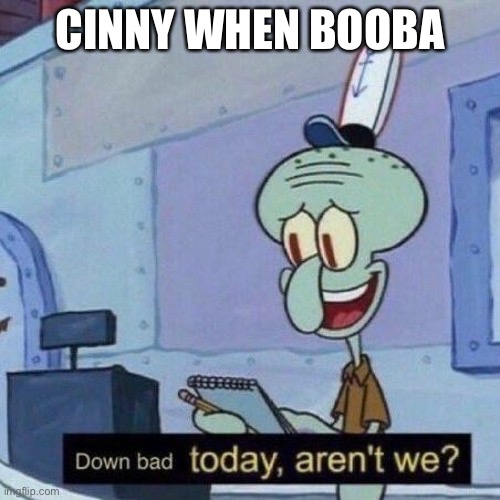 Down bad today aren't we? | CINNY WHEN BOOBA | image tagged in down bad today aren't we | made w/ Imgflip meme maker