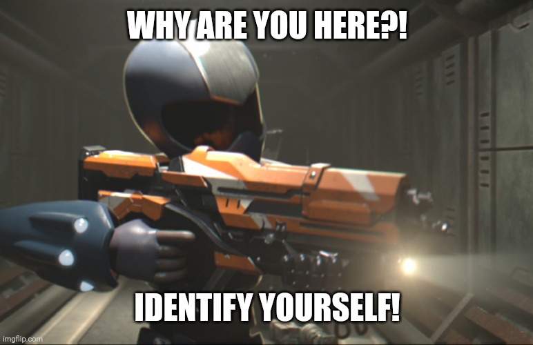 Toonami tom with a gun | WHY ARE YOU HERE?! IDENTIFY YOURSELF! | image tagged in toonami tom with a gun | made w/ Imgflip meme maker