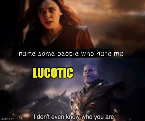 You took everything from me - I don't even know who you are | name some people who hate me LUCOTIC | image tagged in you took everything from me - i don't even know who you are | made w/ Imgflip meme maker