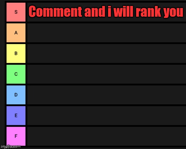 Tier List | Comment and i will rank you | image tagged in tier list | made w/ Imgflip meme maker