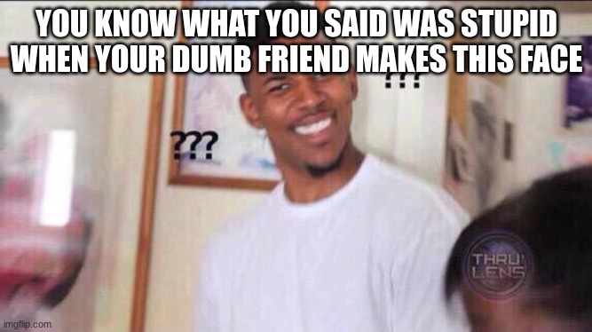 Facts | YOU KNOW WHAT YOU SAID WAS STUPID WHEN YOUR DUMB FRIEND MAKES THIS FACE | image tagged in black guy confused | made w/ Imgflip meme maker