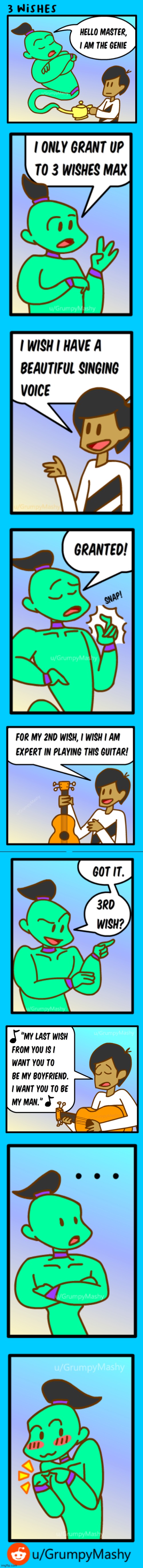 Wishes well spent. | image tagged in memes,funny,adorable,wholesome,genie,comics/cartoons | made w/ Imgflip meme maker