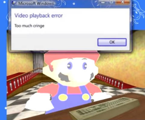 High Quality Smg4 Mario video playback error too much cringe Blank Meme Template