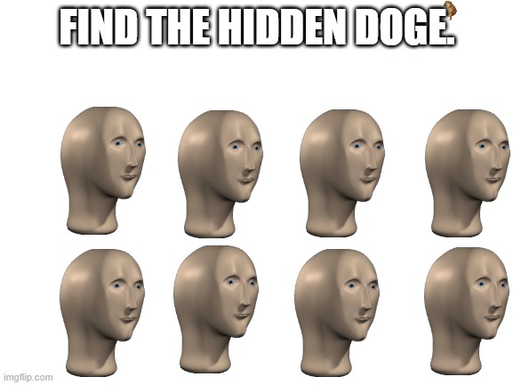 Eyetest 2.0 | FIND THE HIDDEN DOGE. | image tagged in blank white template | made w/ Imgflip meme maker