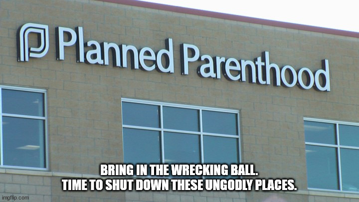 TIME TO ABORT ABORTION ENDED | BRING IN THE WRECKING BALL. TIME TO SHUT DOWN THESE UNGODLY PLACES. | image tagged in roe,wade,roe vs wade,abortion | made w/ Imgflip meme maker