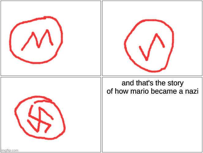 i've exposed nintento | and that's the story of how mario became a nazi | image tagged in memes,blank comic panel 2x2 | made w/ Imgflip meme maker