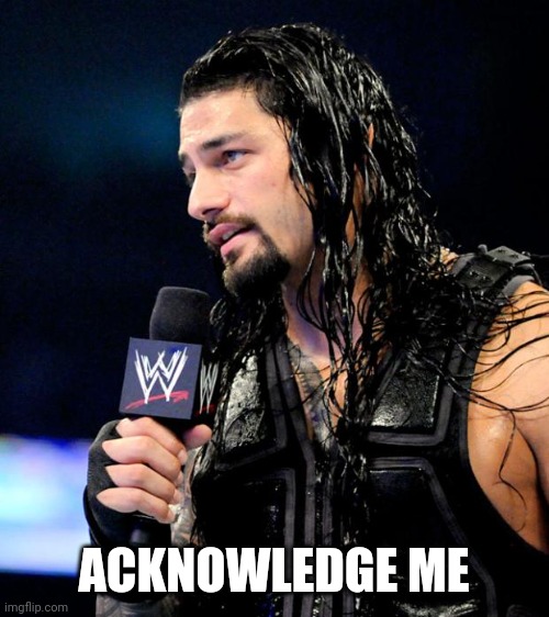 (mod note: no) | ACKNOWLEDGE ME | image tagged in roman reigns | made w/ Imgflip meme maker