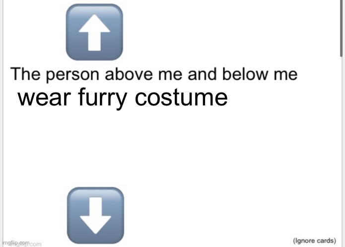 Person above below | wear furry costume | image tagged in person above below | made w/ Imgflip meme maker