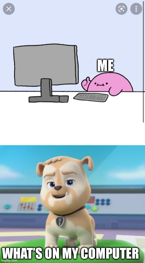 ME; WHAT’S ON MY COMPUTER | image tagged in kirby thumbs up while looking at a computer | made w/ Imgflip meme maker