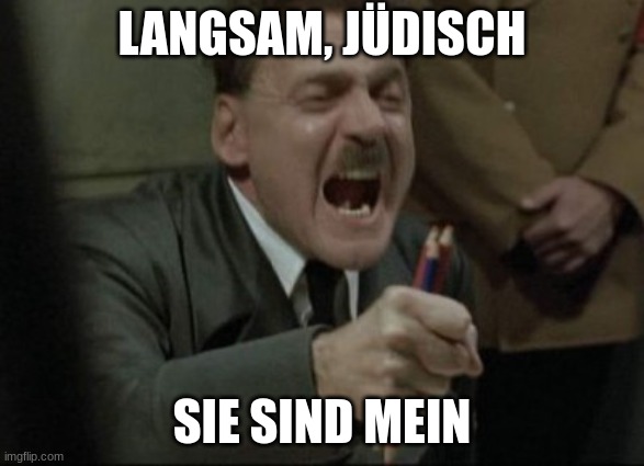 Hitler Downfall | LANGSAM, JÜDISCH SIE SIND MEIN | image tagged in hitler downfall | made w/ Imgflip meme maker